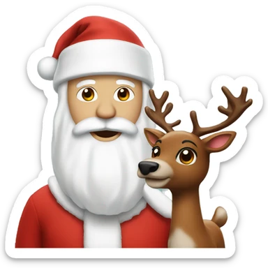 White Santa with Rudolph  sticker