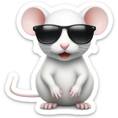 Cute little white mouse wearing sunglasses and fake mustache  sticker