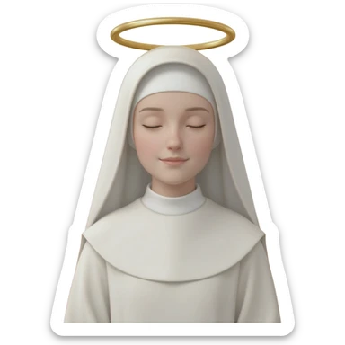 A nun with a halo sticker