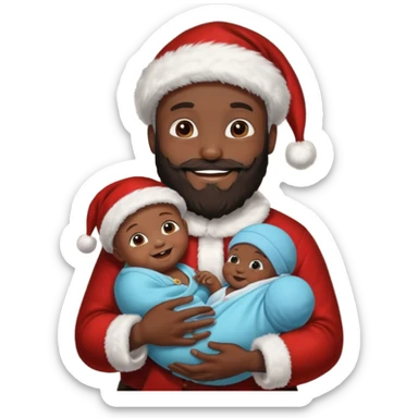 black Santa holding baby  sticker