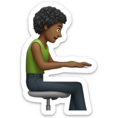 A person working on a desk with a laptop on it sticker