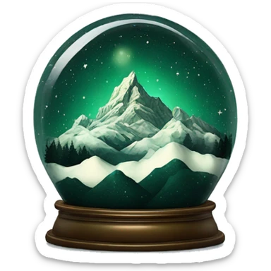 vintage dark green rococo night sky mountains snow globe sticker