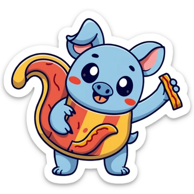 winking Stitch holding a bacon strip sticker