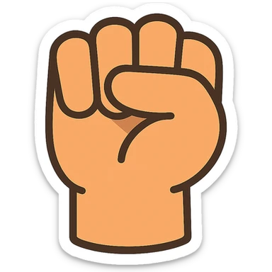flat toon style hand facing forward in a fist, thumb between index and middle fingers sticker