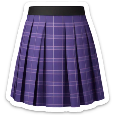 Purple tartan pleated mini skirt, isolated sticker