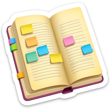 open book with colored tabs or sticky notes, representing teaching materials sticker