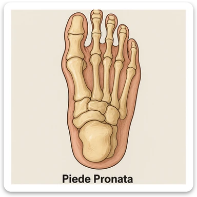 Anatomical illustration of a pronated foot, detailed bones and soft tissue, medical style, neutral background, dorsal view, inspired by the reference image. sticker