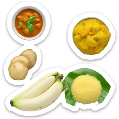 indian meal on banana leaf sticker