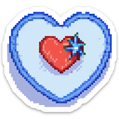 A red heart with a blue star inside sticker