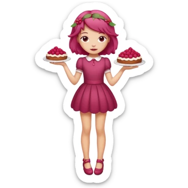 Raspberry torte human girl full body and legs with a raspberry barrette on her hair without a cake sticker