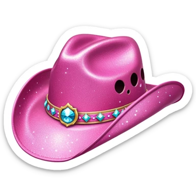 Sparkly pink cowgirl hat sticker