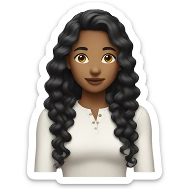 A young woman with light brown skin long curly black hair sticker