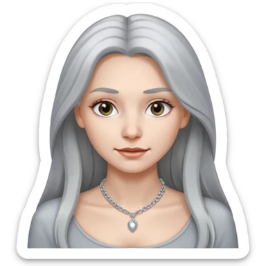 Female with Silver Necklace, grey skin,long hair, more bright silver, different expressions. sticker