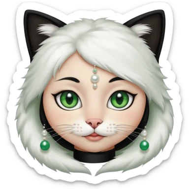 frame The Girl and the Pearls Painting, cat face sticker