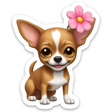 Brown Chihuahua with flower sticker
