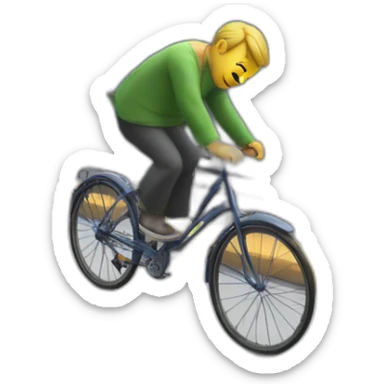 A man on a bicycle falls onto the tracks of a tramway sticker