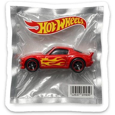 Hot Wheels toy car, glossy and puffy, vacuum-sealed style sticker