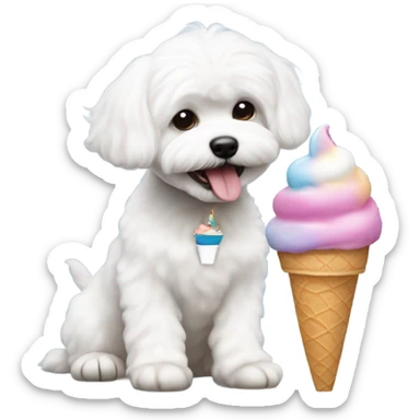 Bichon maltese with ice cream  sticker
