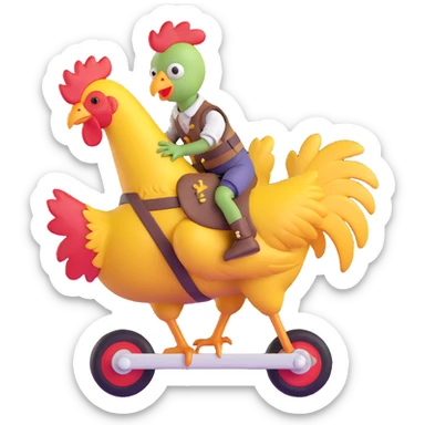 baby zombie riding a chicken, chicken jockey sticker