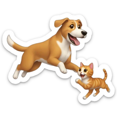 dog chasing cat sticker