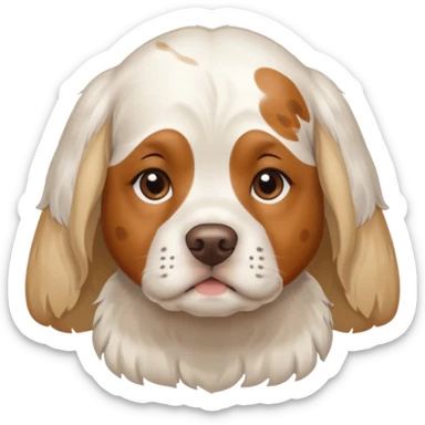 blond pan z clumber spanielem, który ma brązowe plamki na oczach sticker