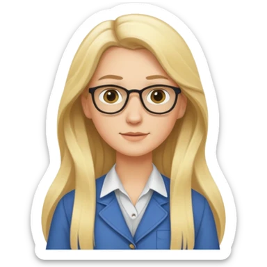 fun blonde history teacher, casual outfit, long hair, suitable for a profile picture sticker