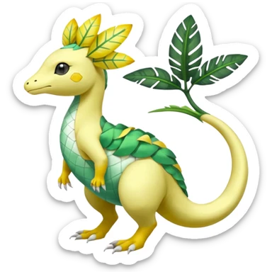 Tropical Exotic Tropius-Leavanny-Gallade-Ampharos-Inteleon-Nidoqueen-Fakémon-Pokémon-hybrid-fusion-creature, full body sticker