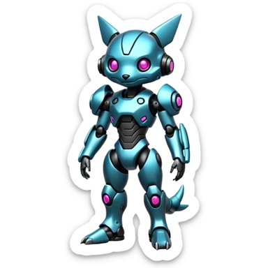 Cyberpunk complex glossy shiny alloy aesthetic-scenery-Fakémon-creature (full body) sticker
