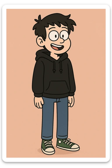 A boy Natural shirt Jet Black organic hoodie blue jeans green converse chuck taylor all star sticker