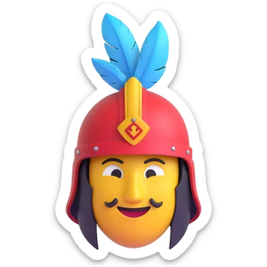 playful emoji of a Conquistador from Age of Empires II, featuring a smiley face, helmet, and plume, no text, suitable for a count bot channel icon sticker