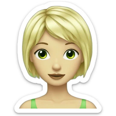 blond-girl-short-hair-and-curtain-fringe-with-green-eyes sticker