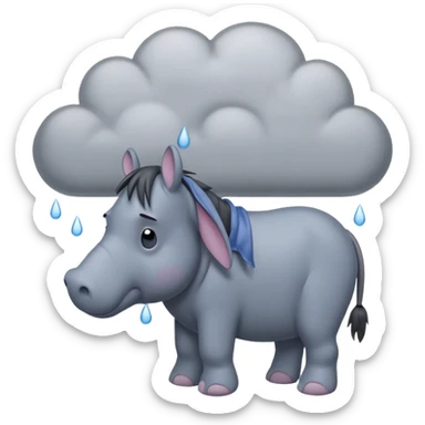 Eeyore under a rain cloud sticker