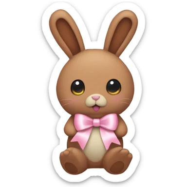 Pastel brown stuffed animal plushie with pastel pink ribbon on one of the bunnies ears sticker