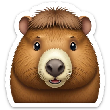 A capybara-coconut hybrid with the animal's head and a round, brown, textured coconut as its body sticker