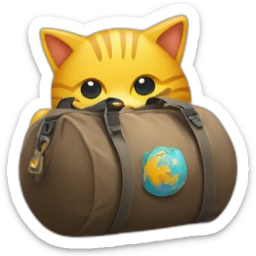 Un chat avec un sac sur lui et une bombe sticker