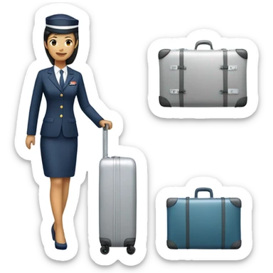asian FLIGHT ATTENDANT WITH A LUGGAGE sticker