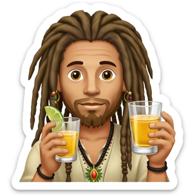 Guy with dreads drinking tequila  sticker