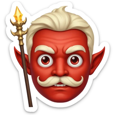 human colored demon with mustache and wand sticker