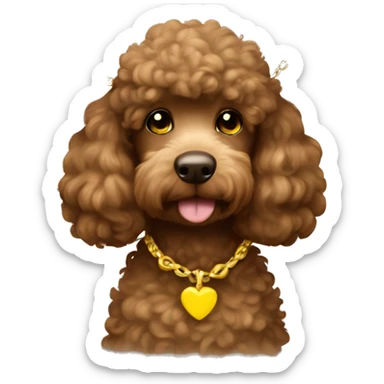 soft brown poodlle whit yellow necklace sticker