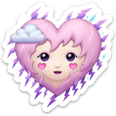 pastel goth heart with cloud and lightning sticker