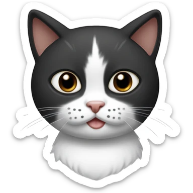 Ruxito cat with half white and half black nose and black heart with whit stomach an white front paws sticker