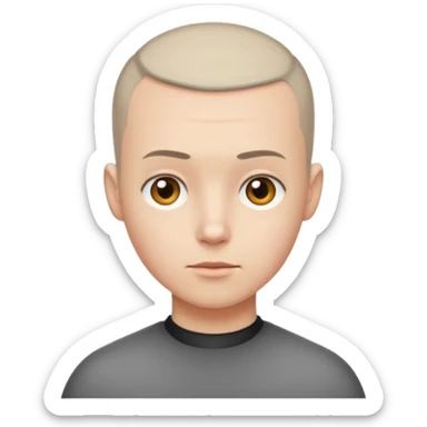Buzz cut emoji not smiling and white skin color sticker