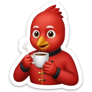 cardinal a cup of coffee sticker