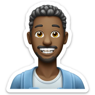 a man who washes and brushes his teeth sticker