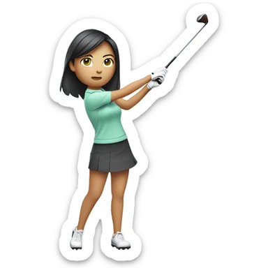 Asian girl golfing  sticker