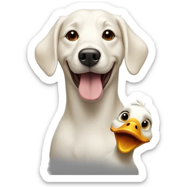 happy duck and dog sticker