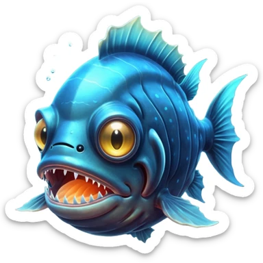 anglerfish with the light under dark water sticker