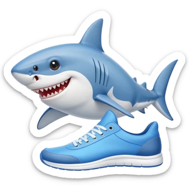 cartoon shark with shoes sticker