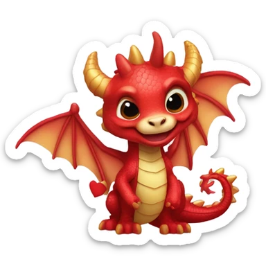 un dragon con corazones en los ojoz y babiando sticker