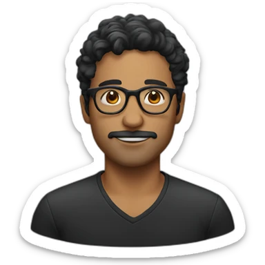 Italian man black wavy short hair and glasses sticker